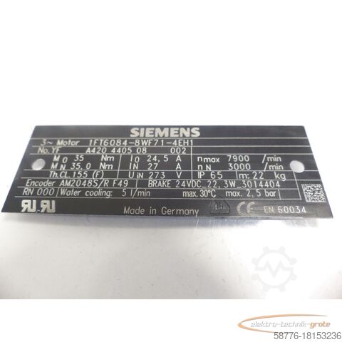Control unit Siemens 1FT6084-8WF71-4EH1 Motor SN: YFA420440508002 - ! -