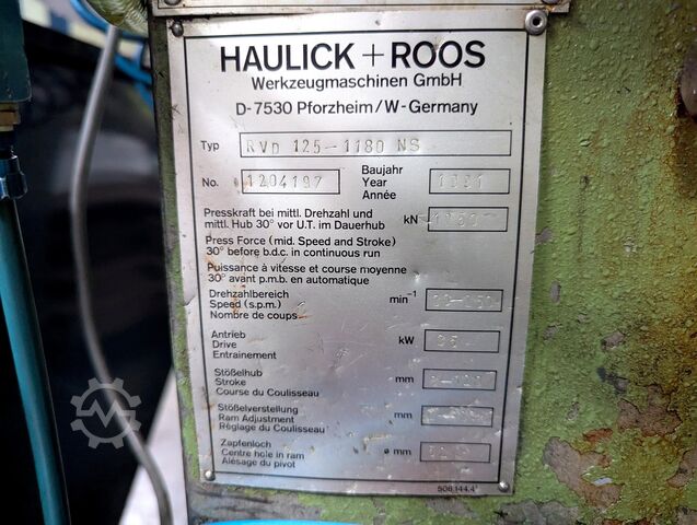Hydraulic press HAULICK + ROOS RVD 125-1180 NS