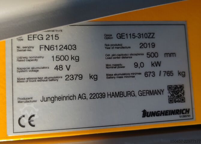 Electric - 3 wheels Jungheinrich EFG 215