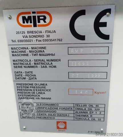 Injection Moulding Machine MIR RMP 200