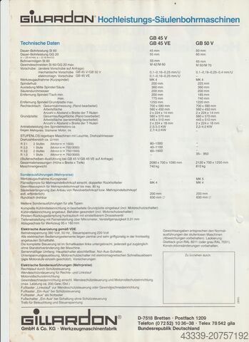 Säulenbohrmaschine GILLARDON GB 45 VE