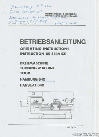 Leit-/Zugspindeldrehmaschine VDF HEIDENREICH & HARBECK 540 Hamburg
