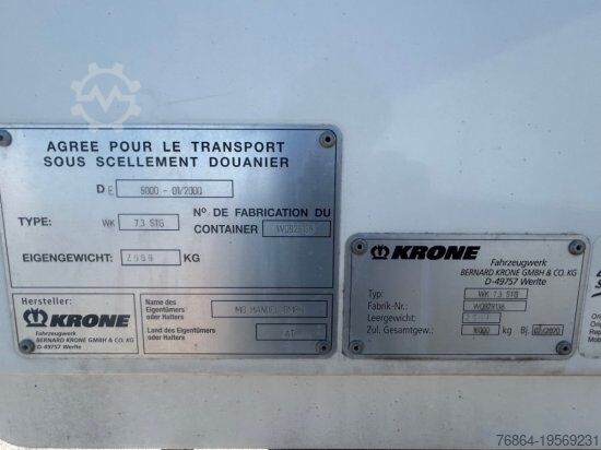 Swap chassis trailer KRONE DRYBOX KOFFER WK 7.3 STG MEHRERE EINHEITEN VERFßGBAR 7,45 METER GESAMTLäNGE