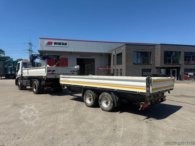 Three-sided tipper truck IVECO 140E250 Kipper mit HIAB Kran inklusive Anhänger