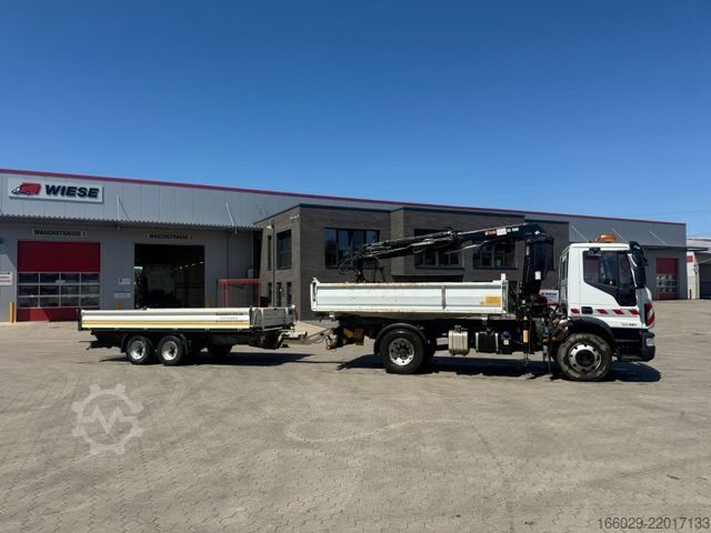 Three-sided tipper truck IVECO 140E250 Kipper mit HIAB Kran inklusive Anhänger
