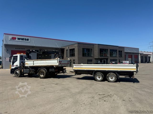 Three-sided tipper truck IVECO 140E250 Kipper mit HIAB Kran inklusive Anhänger