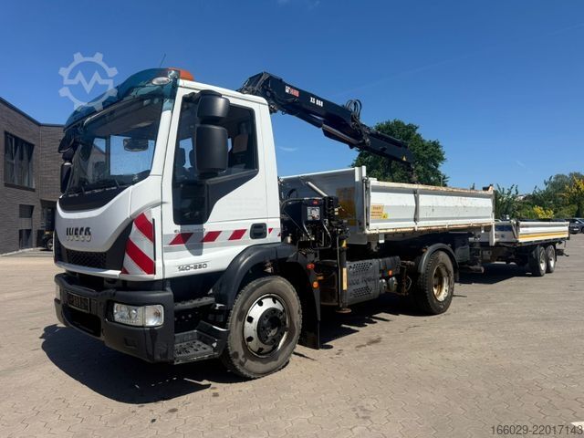 Tipper truck IVECO 140E250 Kipper mit HIAB Kran inklusive Anhänger