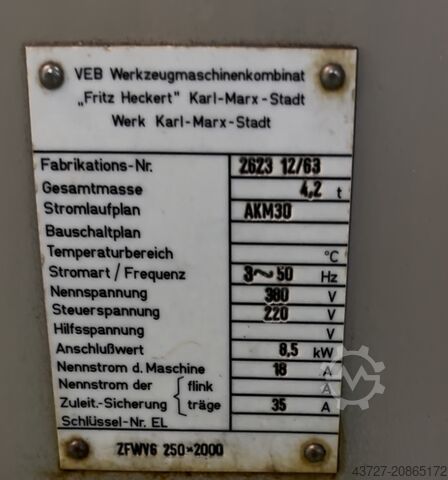 Gewindefräsen und Wälzfräsmaschine Heckert ZFWVG 250 x 2000