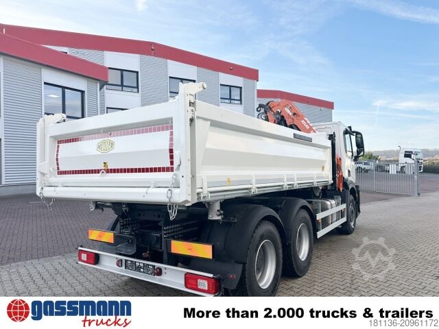 Tipper truck Iveco X-Way AD300X46Z 6x4 mit Kran Atlas AK 206.4E-A2,