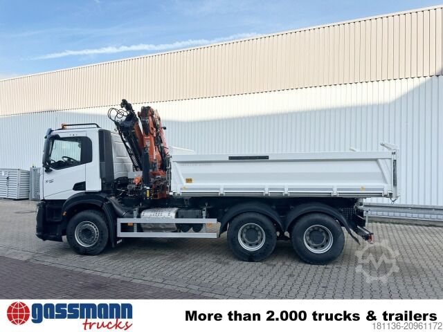 Tipper truck Iveco X-Way AD300X46Z 6x4 mit Kran Atlas AK 206.4E-A2,
