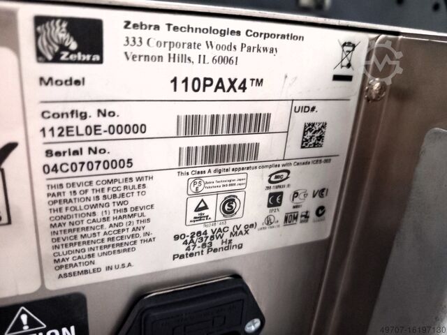 Automatic labeler, label app Zebra 110PAX4