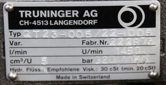 Hydraulikaggregat 2x 320 bar Truninger QT23-005/22-005