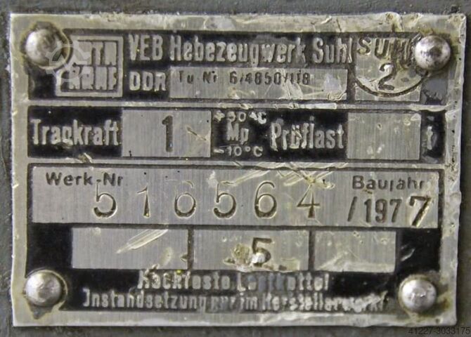 Hand-Kettenzug mit Fahrwerk 1000 kg VEB Kettenlänge 4,8 m