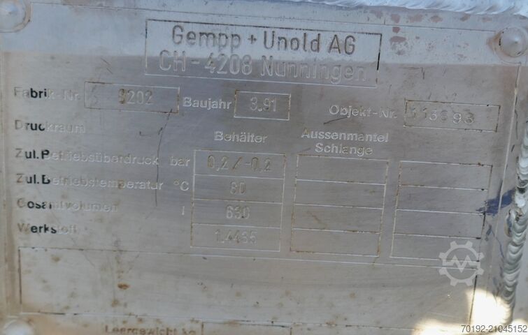 630 Liter fahrbarer Konuscontainer aus V4A Gempp & Unold AG 9779