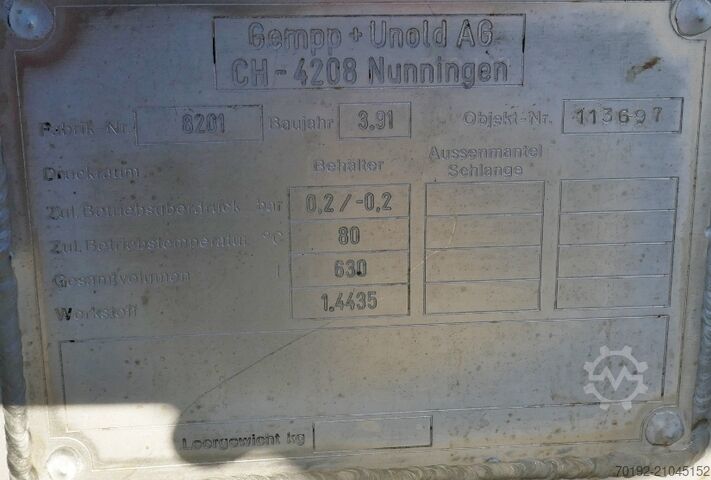 630 Liter fahrbarer Konuscontainer aus V4A Gempp & Unold AG 9779