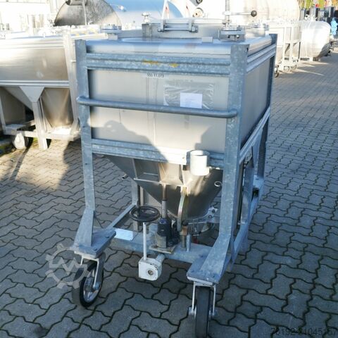 630 Liter fahrbarer Konuscontainer aus V4A mit Halar Innenbeschichtung chematec 9778