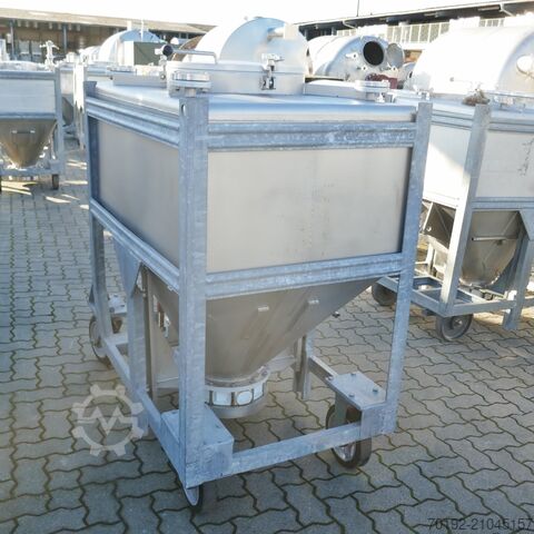 630 Liter fahrbarer Konuscontainer aus V4A mit Halar Innenbeschichtung chematec 9778