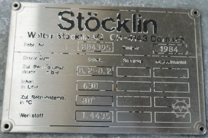 630 Liter fahrbarer Konuscontainer aus V4A mit Halar Innenbeschichtung Stöcklin 9777
