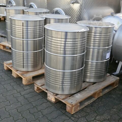 200 liter bung drum made of V4A (stainless steel) with clamping ring and lid 9774