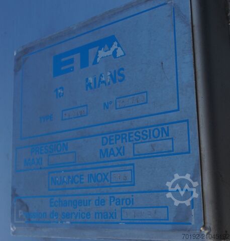 21940 Liter heiz-/ kühlbarer Behälter aus V4A mit Propellerrührwerk ETA K0126