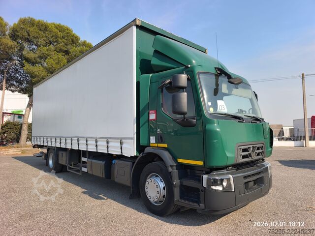 Flatbed truck with tarp RENAULT 18.280 D WIDE