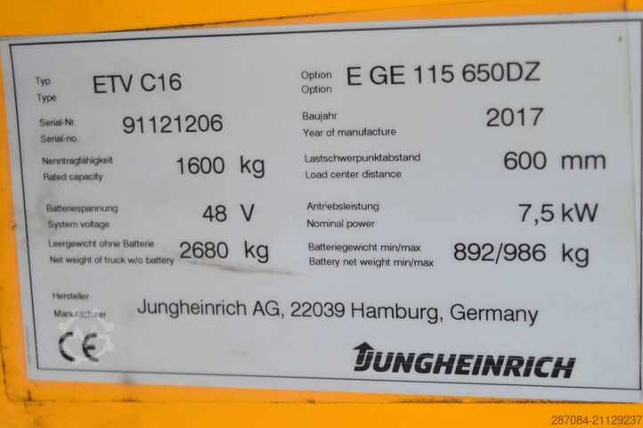 Schubmaststapler Jungheinrich ETV C16