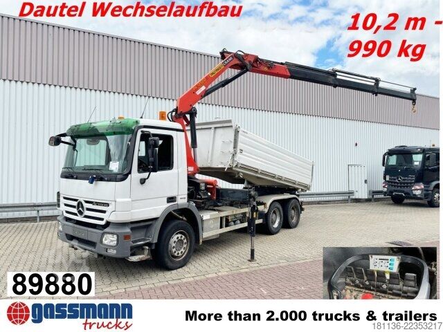 Tipper truck Mercedes-Benz Actros 2644 LK 6x4, Dautel Wechselsystem, Kran
