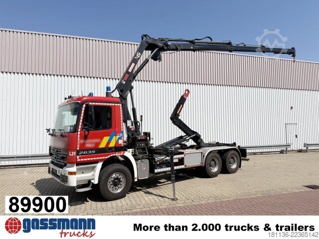 Roll-off tipper truck Mercedes-Benz Actros 2635 6x4, Kran Hiab XS 122B-3 Duo,