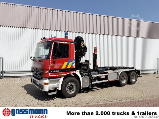 Roll-off tipper truck Mercedes-Benz Actros 2635 6x4, Kran Hiab XS 122B-3 Duo,