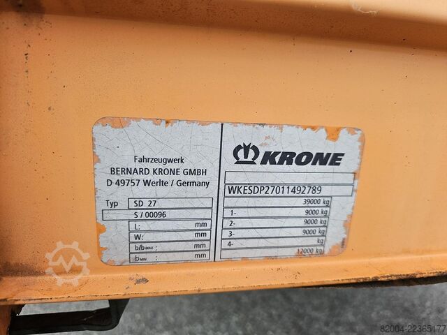 2003 KRONE SD27 MEGA / BPW Scheibenbremse / Liftachse / Reserverad / TÜV Belgien. KRONE SD27 MEGA/ BPW DISC / LIFT AXLE / SPARE TIRE/TU...