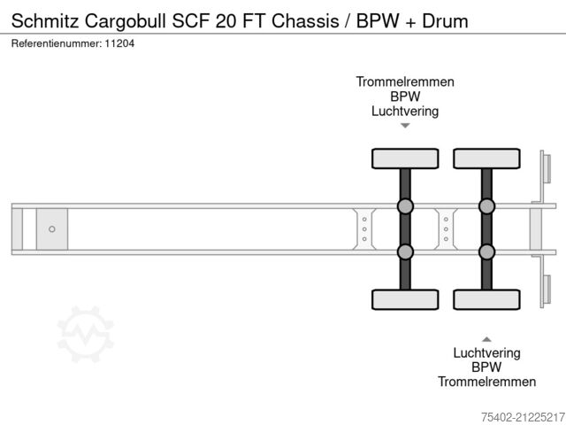 Containertransport Schmitz Cargobull SCF 20 FT Chassis / BPW + Drum