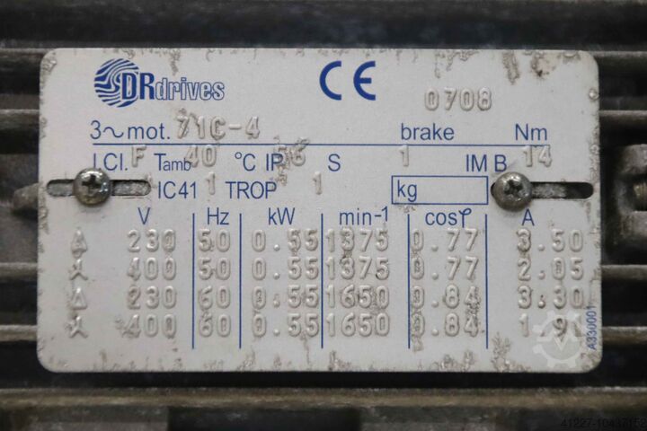 Gear motor 0.55 kW 183 rpm Motovario NHRV/ 040  71C-4
