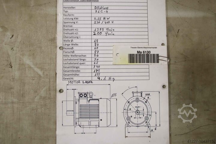 Gear motor 0.55 kW 183 rpm Motovario NHRV/ 040  71C-4