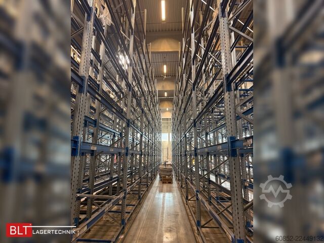 Heavy-duty rack, industrial shelving, high-bay rack SSI Schäfer PR600 – 30,90 lfm, Höhe 4,9m Boden + 2 Ebenen | Fachlast bis 3500 kg