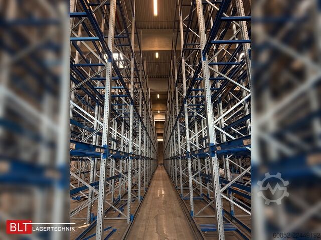 Heavy-duty rack, industrial shelving, high-bay rack SSI Schäfer PR600 – 14,10 lfm, Höhe 4,9m Boden + 2 Ebenen | Fachlast bis 3500 kg