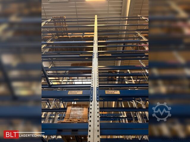Heavy-duty rack, industrial shelving, high-bay rack SSI Schäfer PR600 – 14,10 lfm, Höhe 4,9m Boden + 2 Ebenen | Fachlast bis 3500 kg