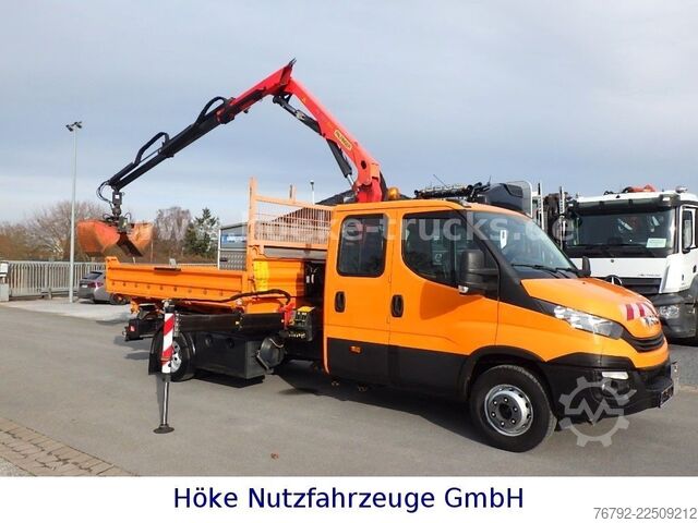 Transporter mit Kipper IVECO 70 C 18 DoKa/Kipper/Palfinger Kran/Greifer/2xAHK