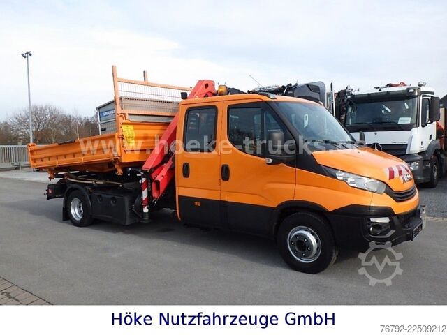 Transporter mit Kipper IVECO 70 C 18 DoKa/Kipper/Palfinger Kran/Greifer/2xAHK