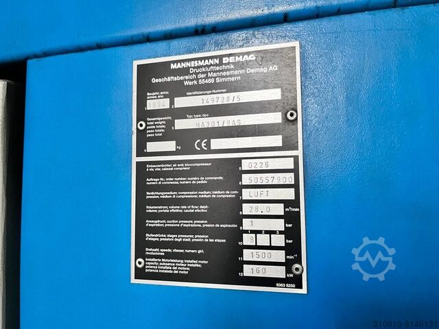 LUFTKOMPRESSOR + LUFTTROCKNER DEMAG MARATHON 301 9 bar, 28 m³/min