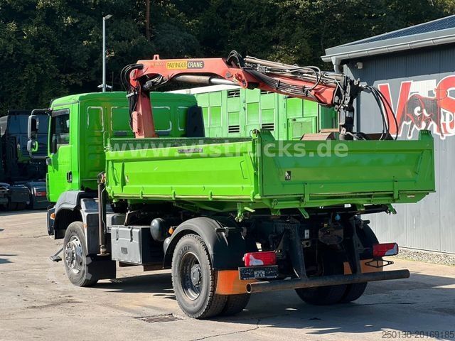 Three-sided tipper truck MAN TGM 18.340 4x2 Meiller DSK + Palfinger-Ladekran