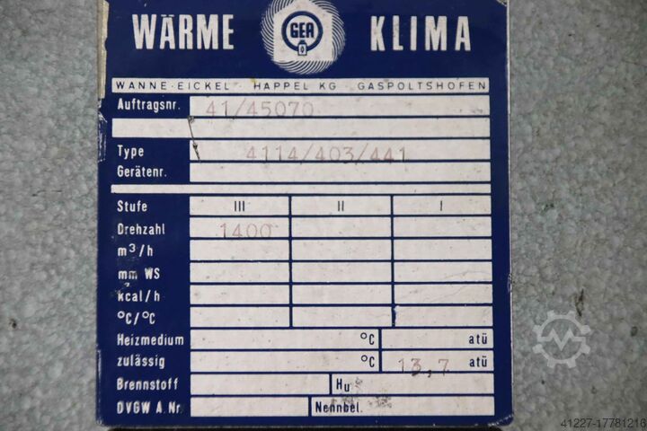 Hall heating GEA Happel 4114/403/441