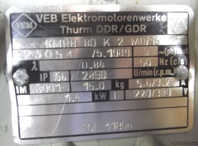 Electric motor 1.4 kW 2850 rpm VEB KMRB 80 K 2 M0/15