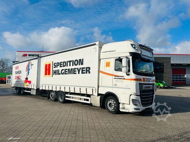 LKW mit Pritsche & Plane DAF XF 480 FAN 6x2 JUMBO KOMPLETTZUG NUR 318TKM TOP