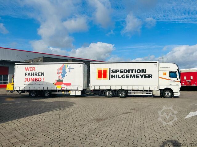 LKW mit Pritsche & Plane DAF XF 480 FAN 6x2 JUMBO KOMPLETTZUG NUR 318TKM TOP