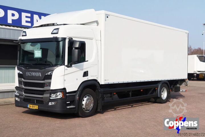 Box body Scania P320 4X2 Bak + Dhollandia klep 2000 kg  1x bed