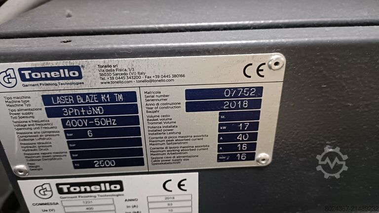 Laser for denim Tonello LASER BLAZE K1 TM