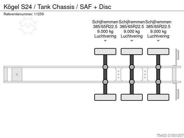Containertransport Kögel S24 / Tank Chassis / SAF + Disc
