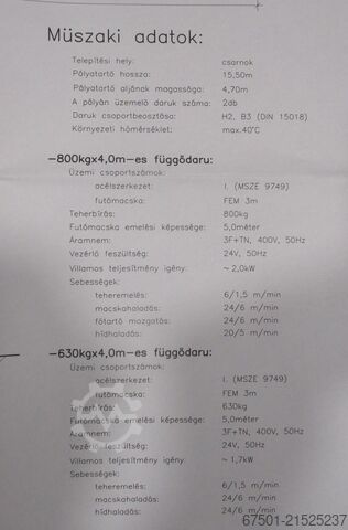 Hallenkran Kran Brückenkran DEMAG  800 kg + 630 kg  + Laufschiene (3456)