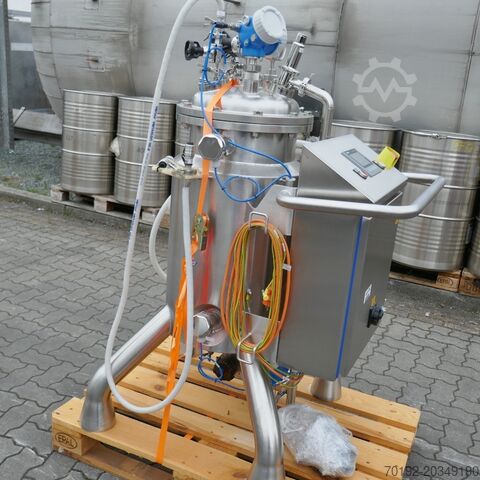 Unused 80 liter mobile heat-/coolable pharma process vessel, Aisi 316 with magnetic agitator Raff & Grund 9888