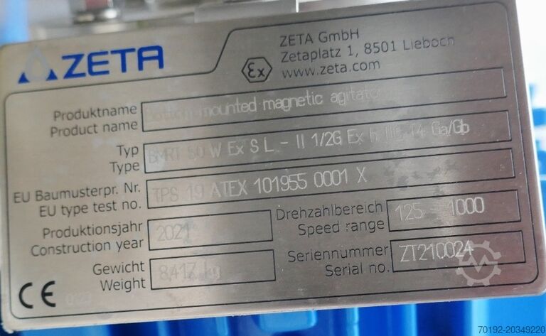 Unused 165 liter mobile heat-/coolable pharma process vessel, Aisi 316 with magnetic agitator Brinox 9785